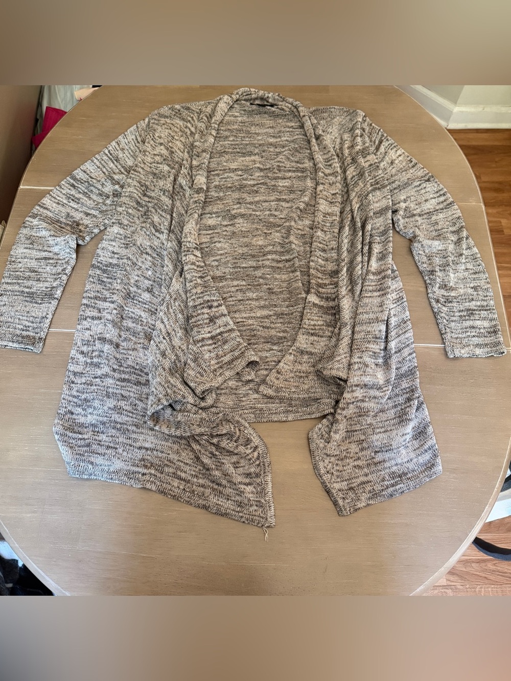 AB Studio Marled Open-Front Cardigan - Gray